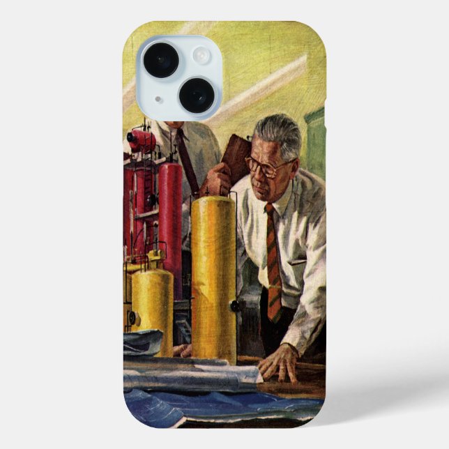 Architects Working in an Office, Vintage Business Case-Mate iPhone Case (Back)