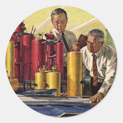 Architects Working in an Office Vintage Business Classic Round Sticker