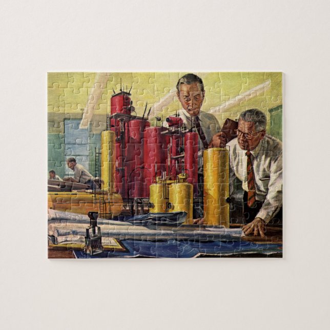 Architects Working in an Office, Vintage Business Jigsaw Puzzle (Horizontal)