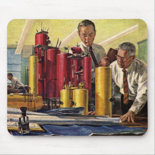 Architects Working in an Office, Vintage Business Mouse Pad