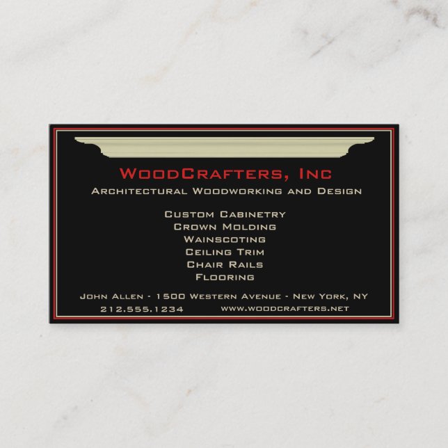 Architectural and Custom Carpentry Business Card (Front)