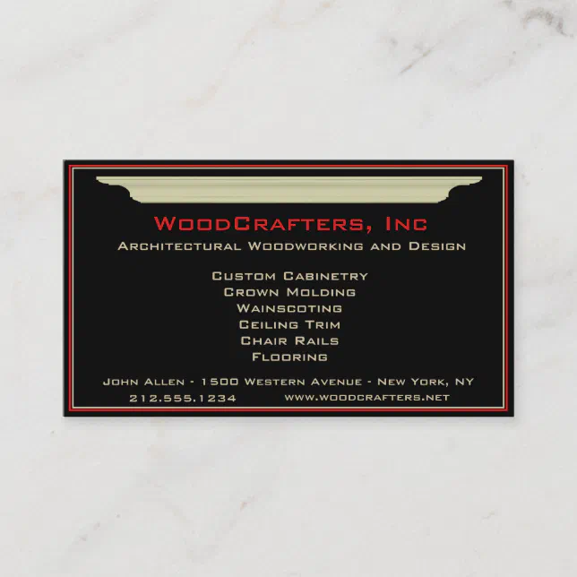 Architectural and Custom Carpentry Business Card Zazzle