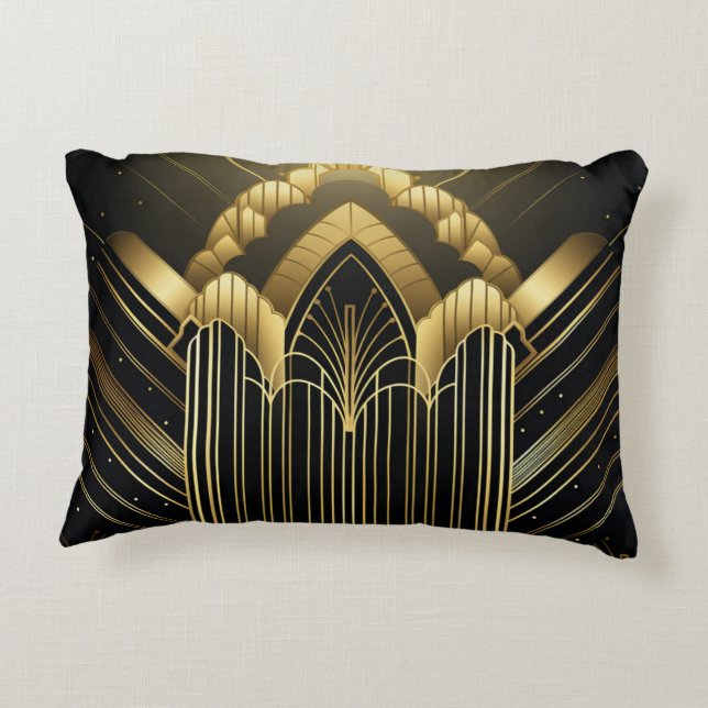 Architectural Art Deco Accent Pillow (Back)