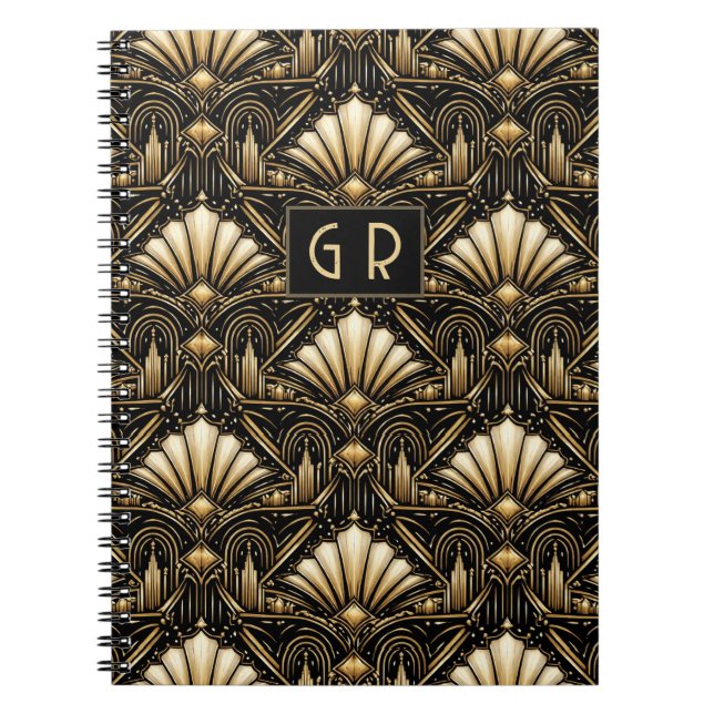 Architectural Art Deco | Custom Initials Notebook (Front)