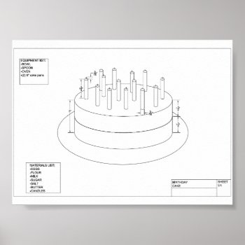 Architectural Birthday Cake Poster by InkWorks at Zazzle