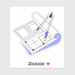 Architectural blueprint aesthetics sticker