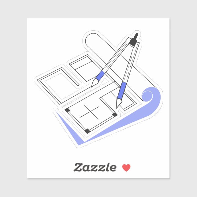Architectural blueprint aesthetics sticker (Sheet)
