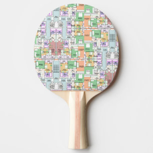Architectural Blueprint Pattern Custom  Ping Pong Paddle