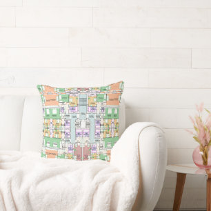 Architectural Blueprint Pattern Throw Pillow