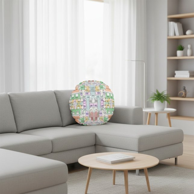 Architectural Blueprint Pattern Throw Pillow (Creator Uploaded)