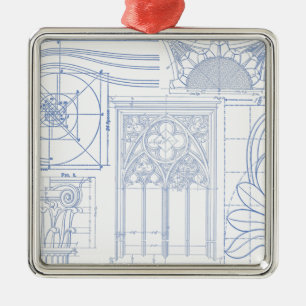 Architectural Blueprints Metal Ornament
