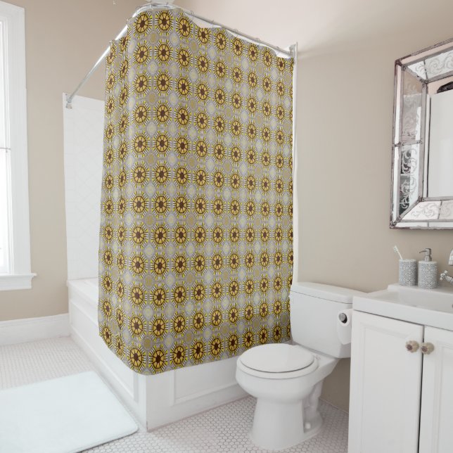 Architectural ceiling details small pattern shower curtain (In Situ)