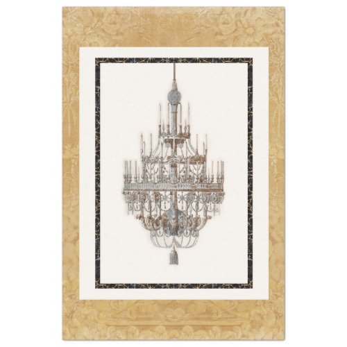 Architectural Drawing Vintage French Chandelier Tissue Paper