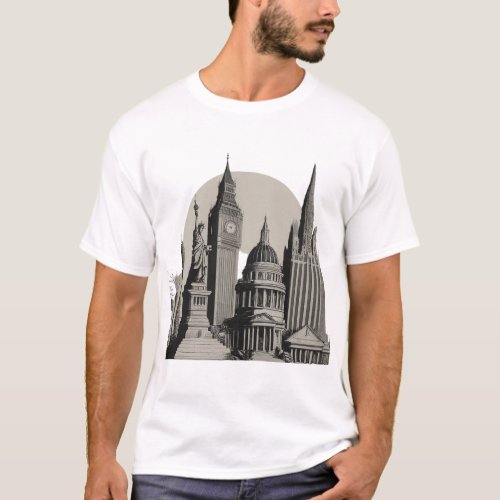 Architectural Etchings Iconic Structures T_Shirt 