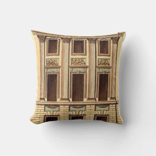 Architectural Facade by Jean Deneufforge Throw Pillow (Front)