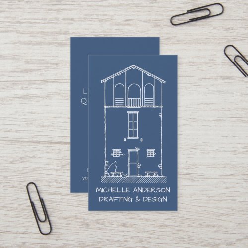 Architectural House Sketch Blueprint Vertical Business Card
