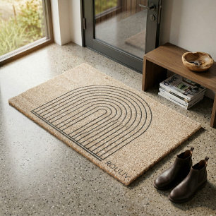 Architectural Muted Charcoal Arch Natural Coir Fiber Doormat
