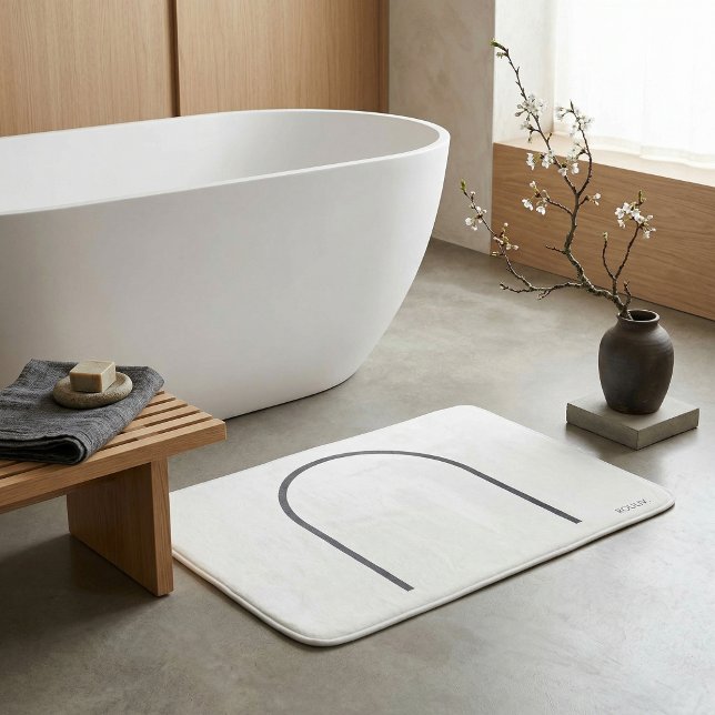 Architectural Off-White Fine Line Japandi Minimali Bath Mat (Architectural Off-White Fine Line Japandi Minimali Bath Mat)