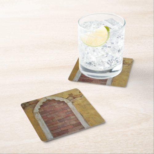 Architectural Photograph of Bricked Doorway Square Paper Coaster