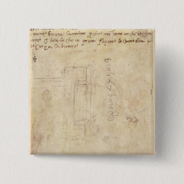 Architectural Study with Notes Pinback Button (Front)