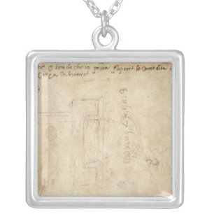 Architectural Study with Notes Silver Plated Necklace