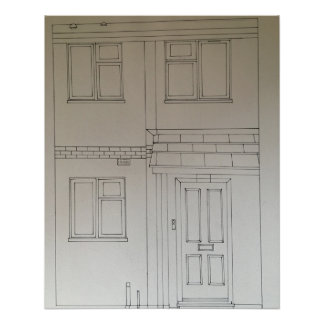 Architectural style House Drawing Poster