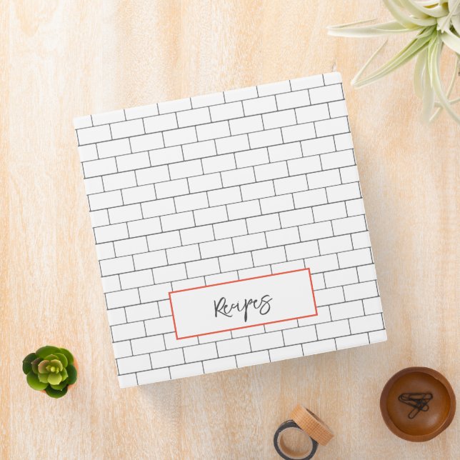 Architectural Subway Tile Kitchen RECIPE Book 3 Ring Binder (In Situ)