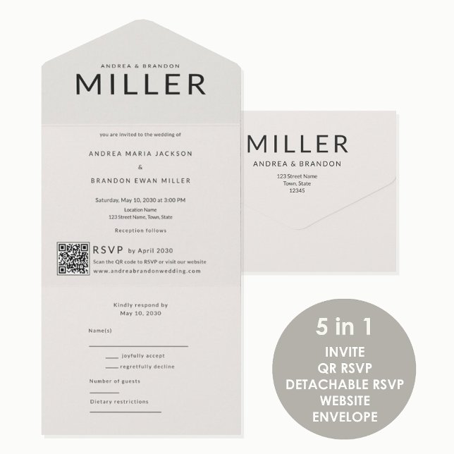 Architectural Surname QR Wedding All In One Invitation (Creator Uploaded)