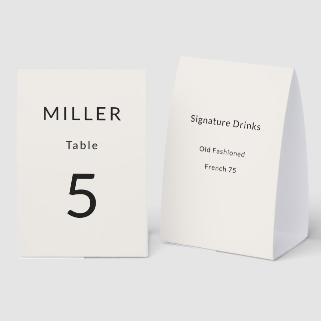 Architectural Table Number Tent Sign (Front/Back)