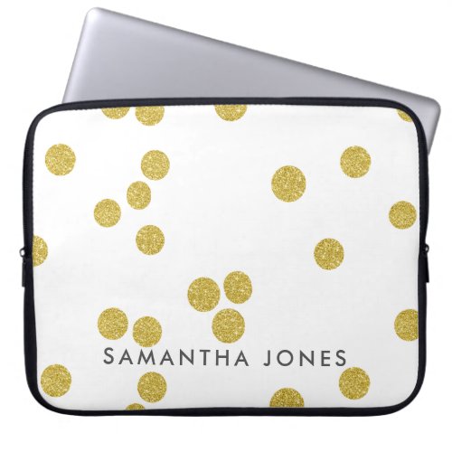 Architectural Texture white Gold polka dot Elegant Laptop Sleeve