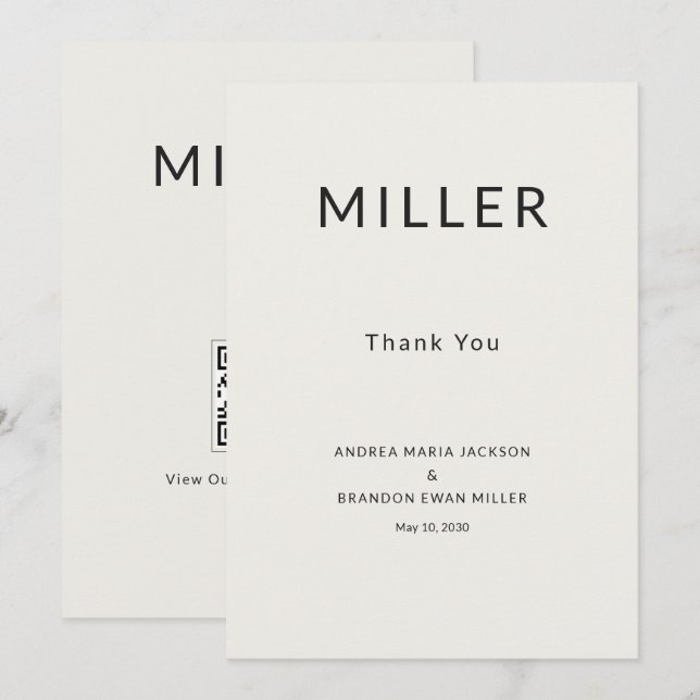 Architectural Thank You QR Wedding Card (Front/Back)