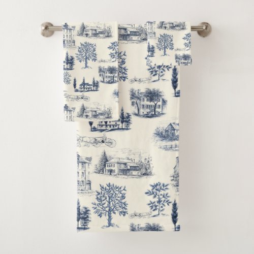 Architectural Toile Bath Towel Set