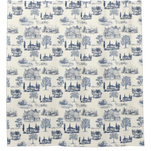 Architectural Toile Shower Curtain
