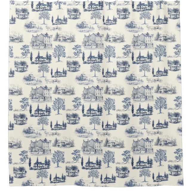 Architectural Toile Shower Curtain (Front)