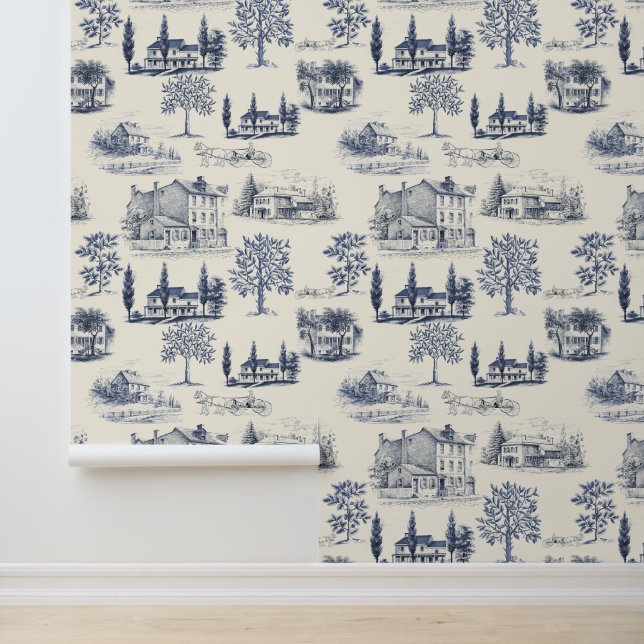 Architectural Toile Wallpaper (Application)