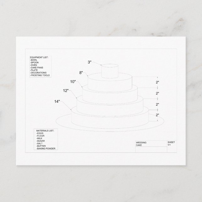 Architectural Wedding Cake Postcard (Front)