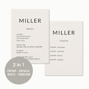 Architectural Wedding Details Timeline Enclosure Card