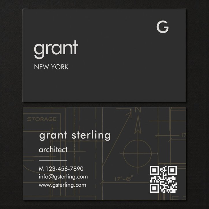 Architecture Black QR Code Business Card