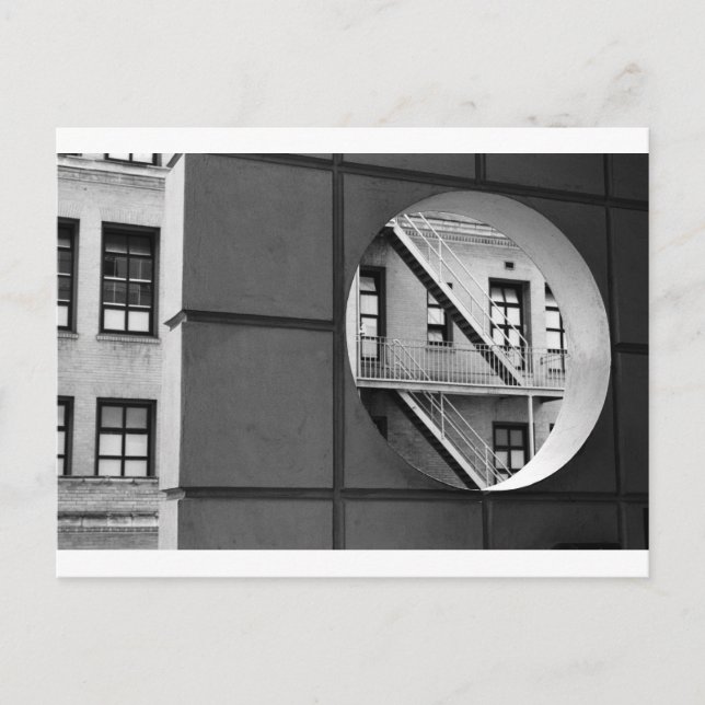 Architecture Circle & Lines Black and White Photo Postcard (Front)
