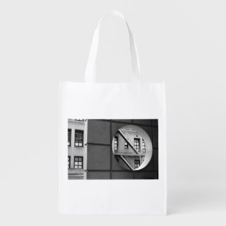 Architecture Circle & Lines Black and White Photo Reusable Grocery Bag