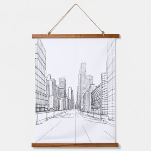 Architecture Drawing Hanging Tapestry