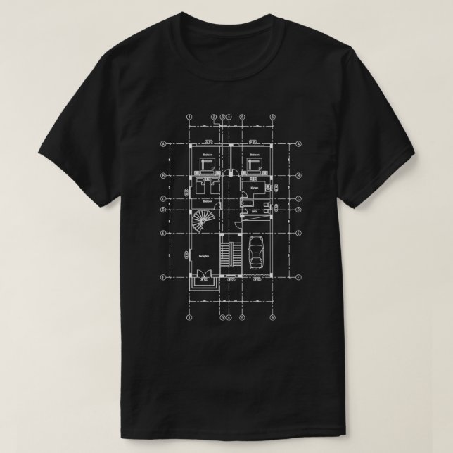 Architecture House floor plan black Design Classic T-Shirt (Design Front)