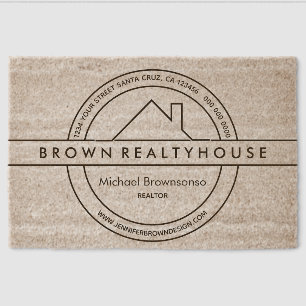 Architecture House Roof Logo Real Estate Fiber Doormat