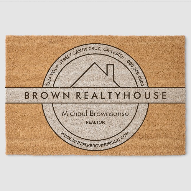 Architecture House Roof Logo Real Estate Fiber Doormat