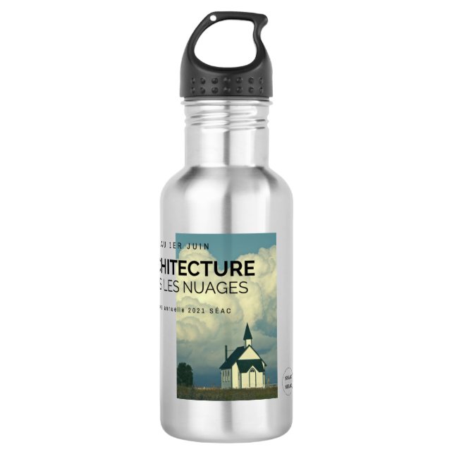 Architecture in the clouds stainless steel water bottle (Front)