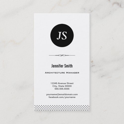 Architecture Manager _ Clean Black White Business Card
