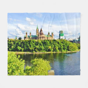 Architecture of Parliament Hill Ottawa. Buy Now Fleece Blanket