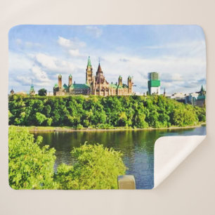 Architecture of Parliament Hill Ottawa. Buy Now Sherpa Blanket
