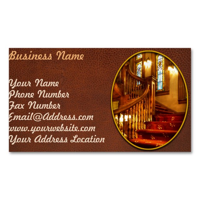 Architecture - Stairs - Let's take a peek upstairs Business Card Magnet (Front)