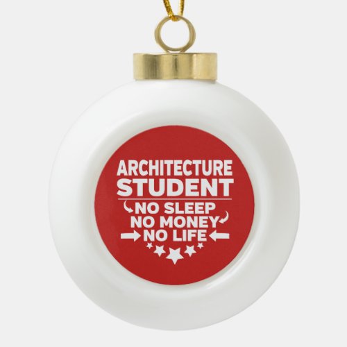 Architecture Student No Life or Money Ceramic Ball Christmas Ornament